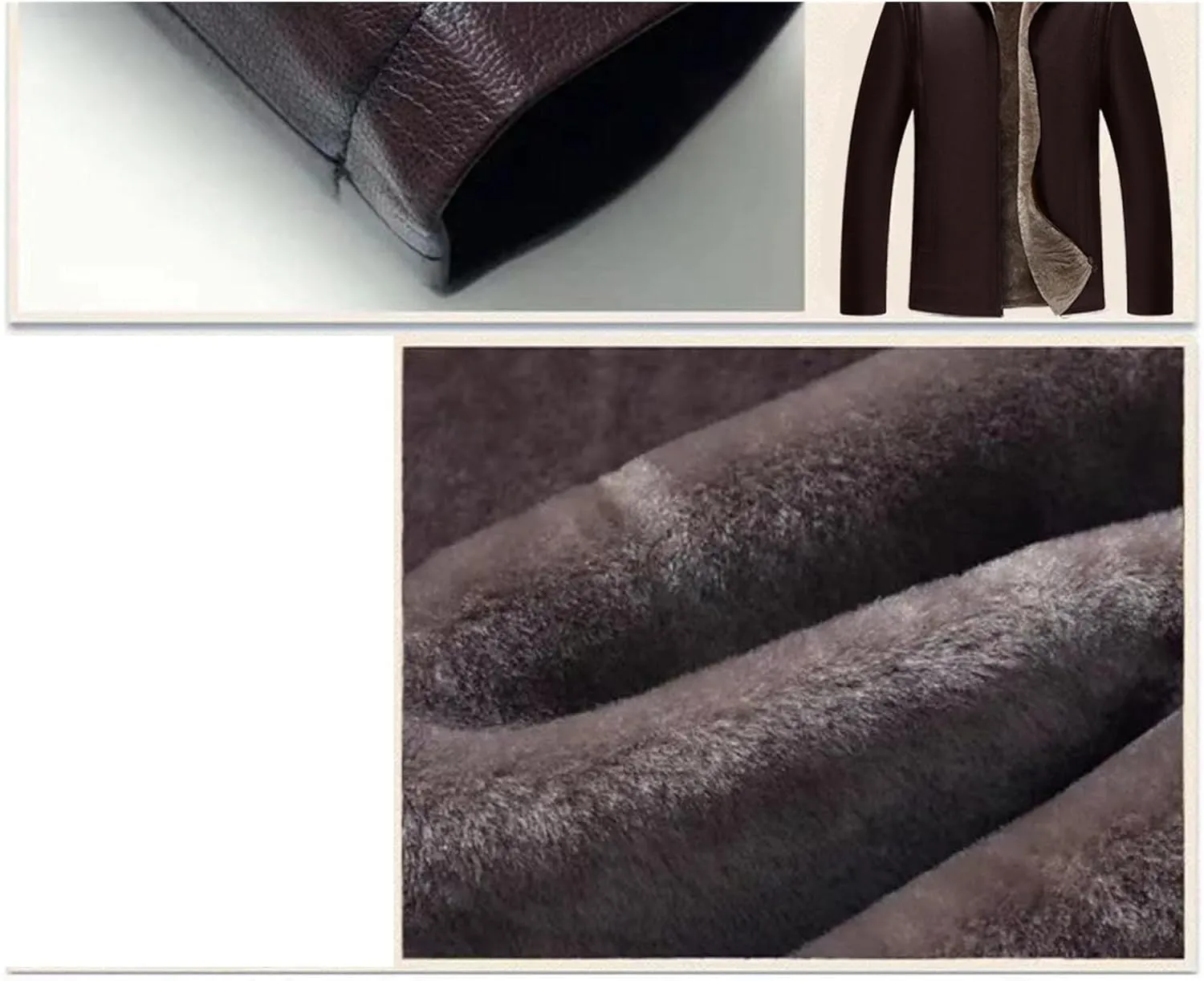 Maiyifu-GJ Mens Faux Leather Jacket Warm Fleece Lined Leather Jackets Fashion Vintage Motorcycle Coat Winter Outerwear