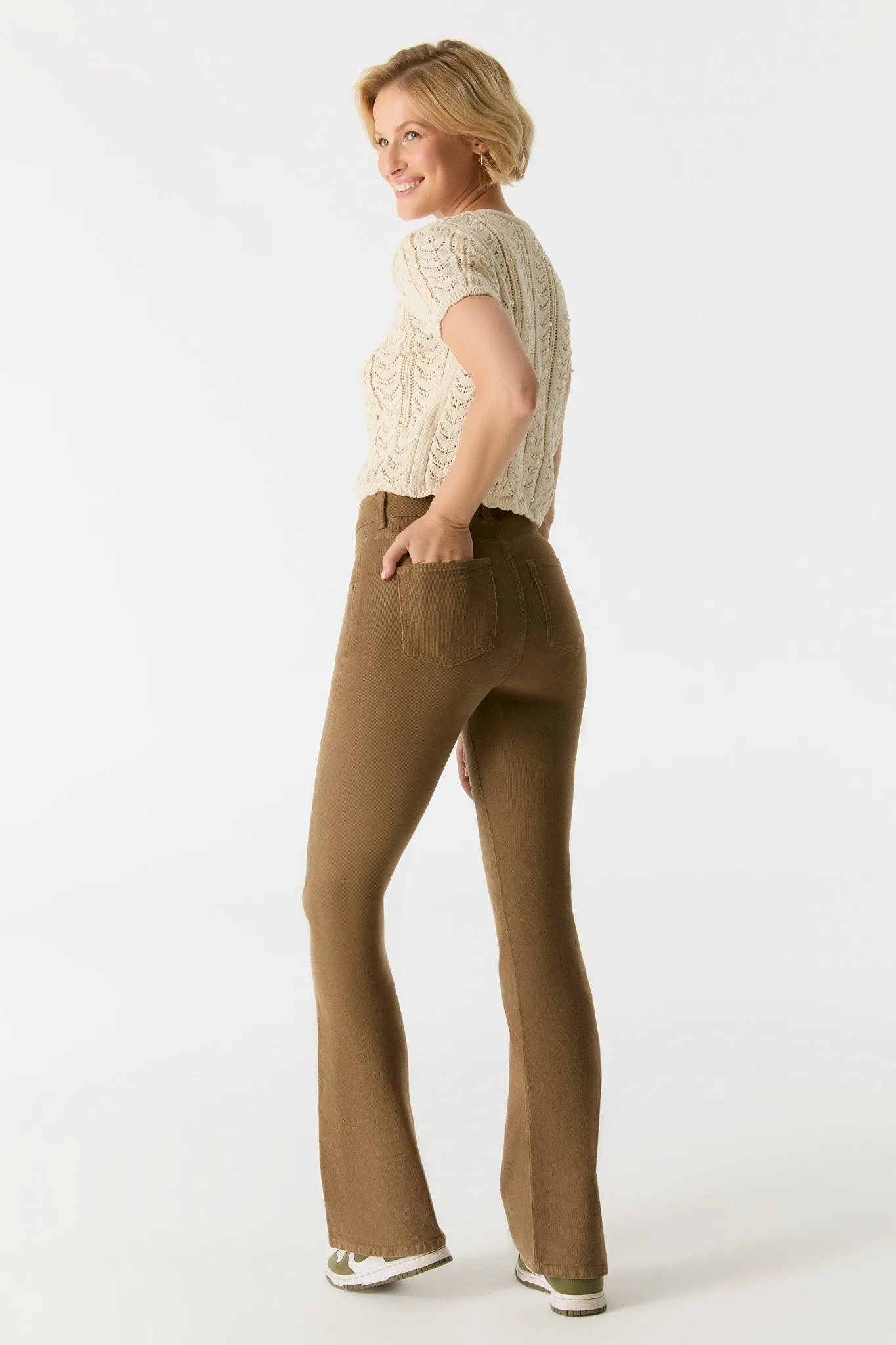 Matilda Cord High Waist Pants Beige