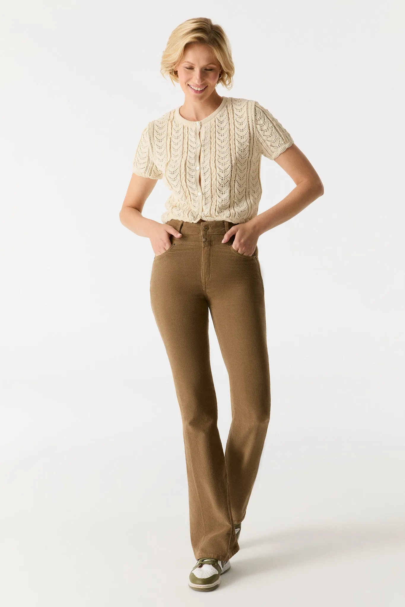 Matilda Cord High Waist Pants Beige