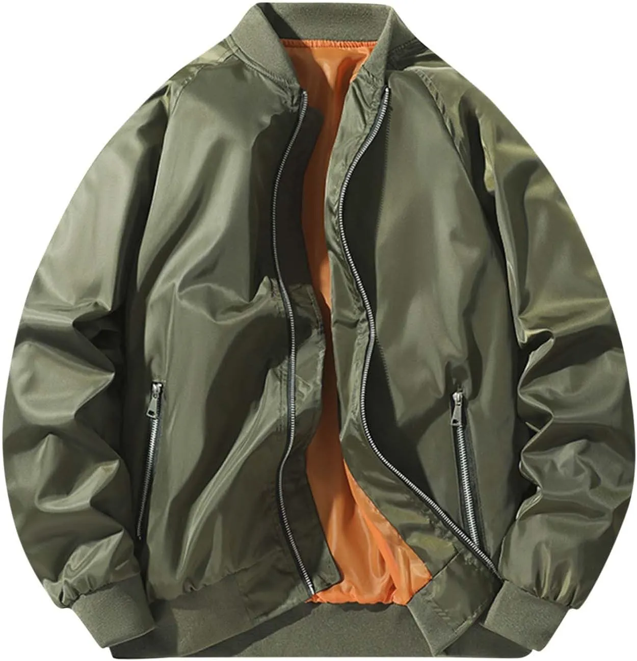 Men's Bomber JacketCausal Oversized Winter Bomber Jacket Men Warm Big and Tall Elastic Cuff Windproof Quilted Jacket