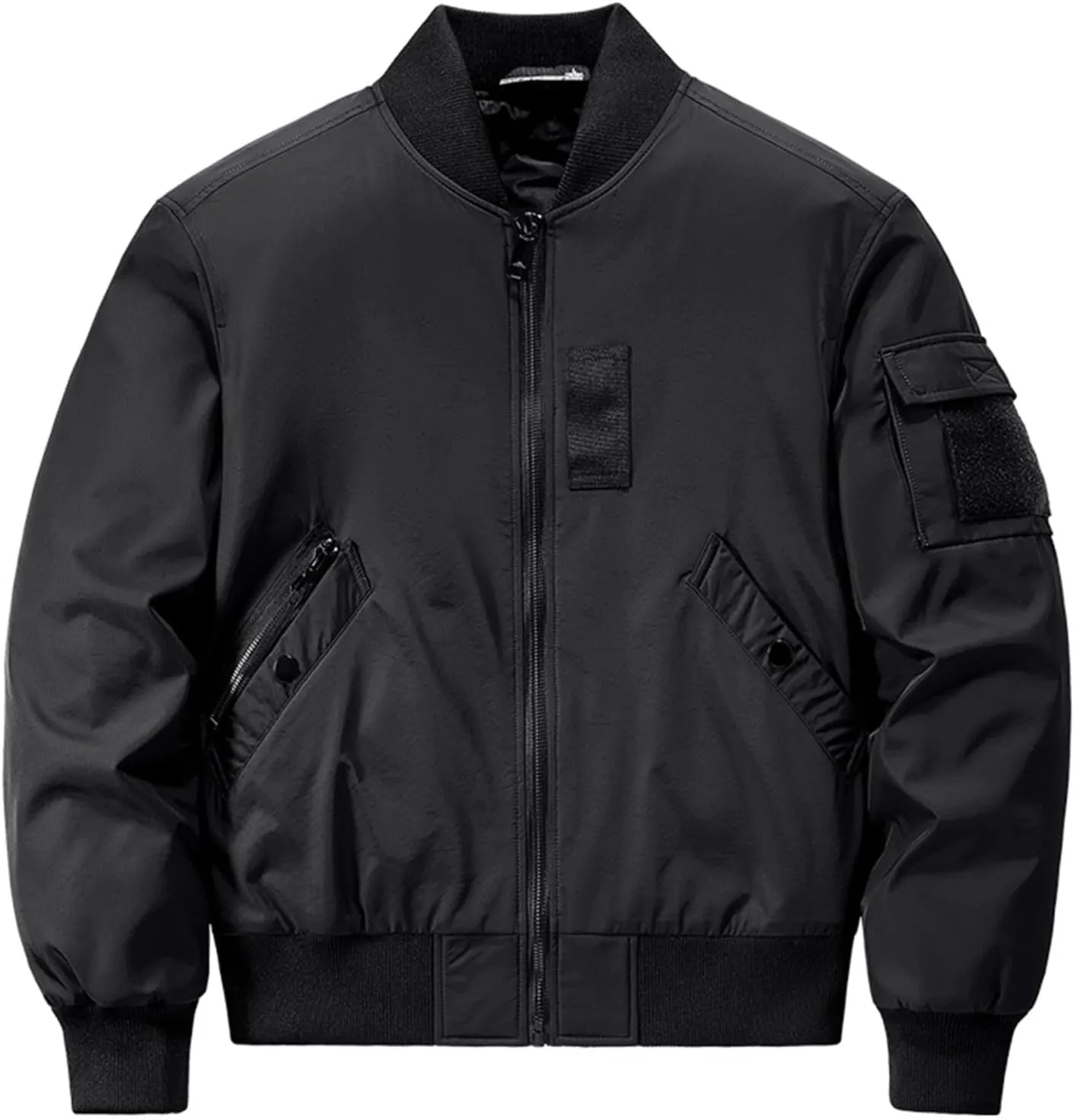 Men's Bomber JacketCausal Oversized Winter Bomber Jacket Men Warm Big and Tall Elastic Cuff Windproof Quilted Jacket