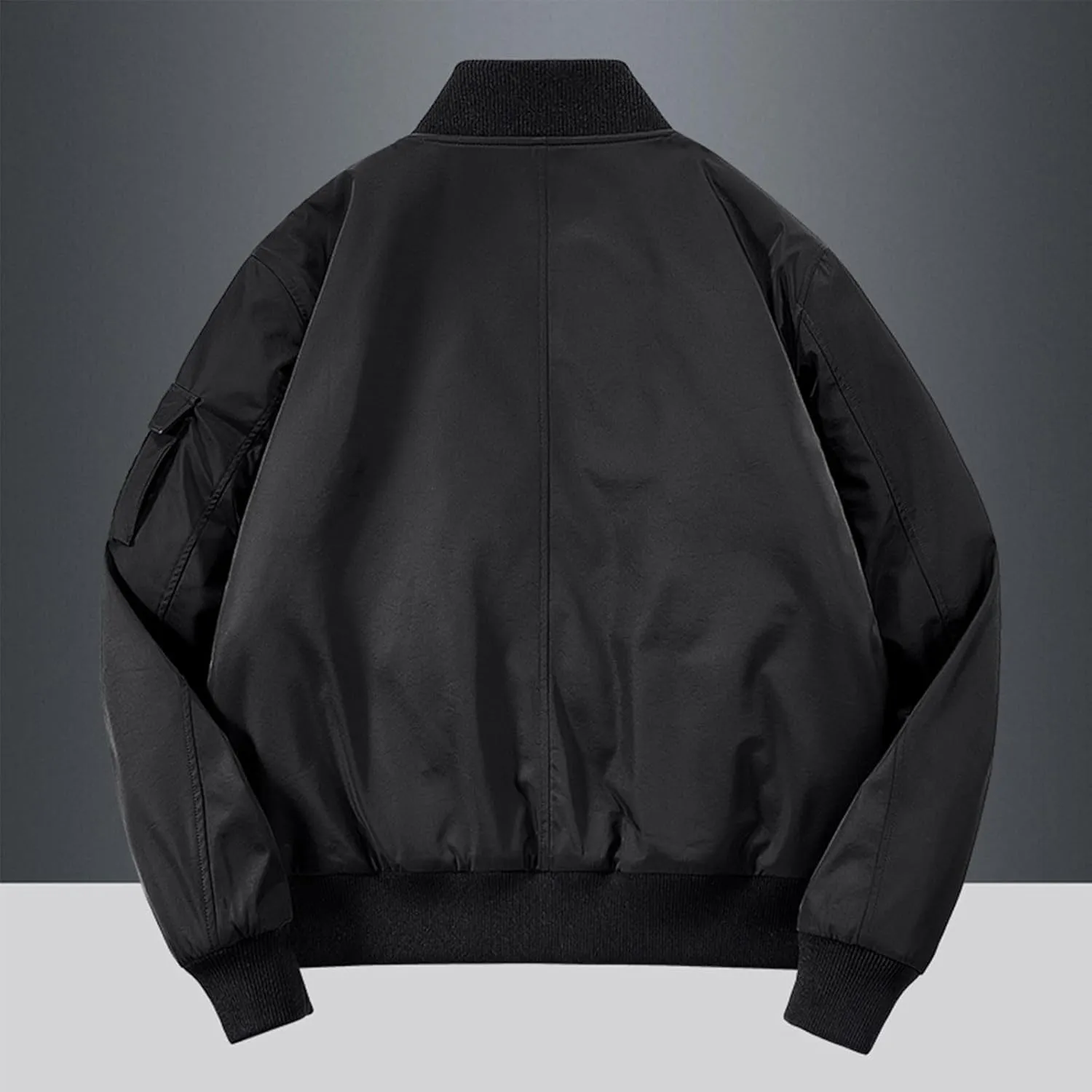 Men's Bomber JacketCausal Oversized Winter Bomber Jacket Men Warm Big and Tall Elastic Cuff Windproof Quilted Jacket