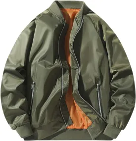 Men's Bomber JacketCausal Oversized Winter Bomber Jacket Men Warm Big and Tall Elastic Cuff Windproof Quilted Jacket