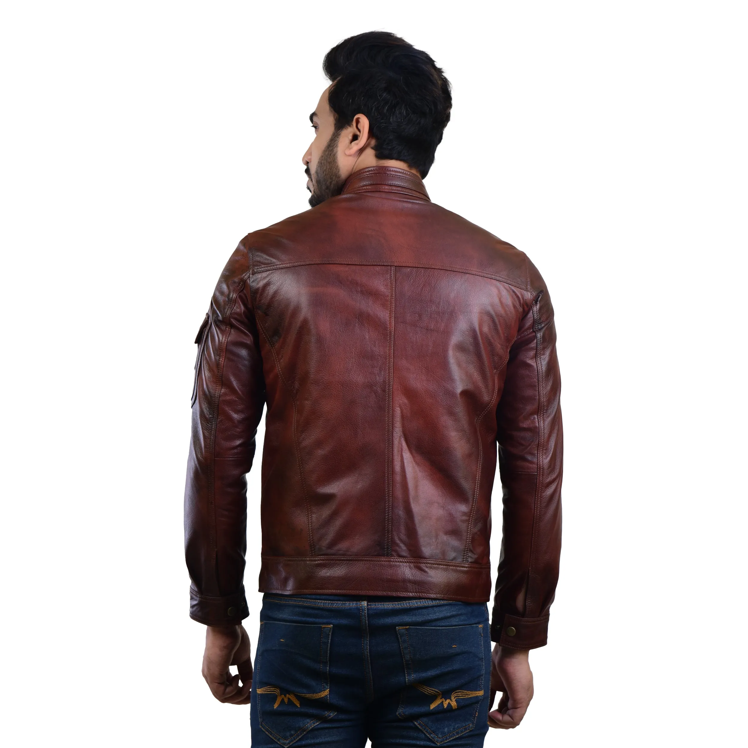 MENS LEATHER JACKET 410141(2 TONE)