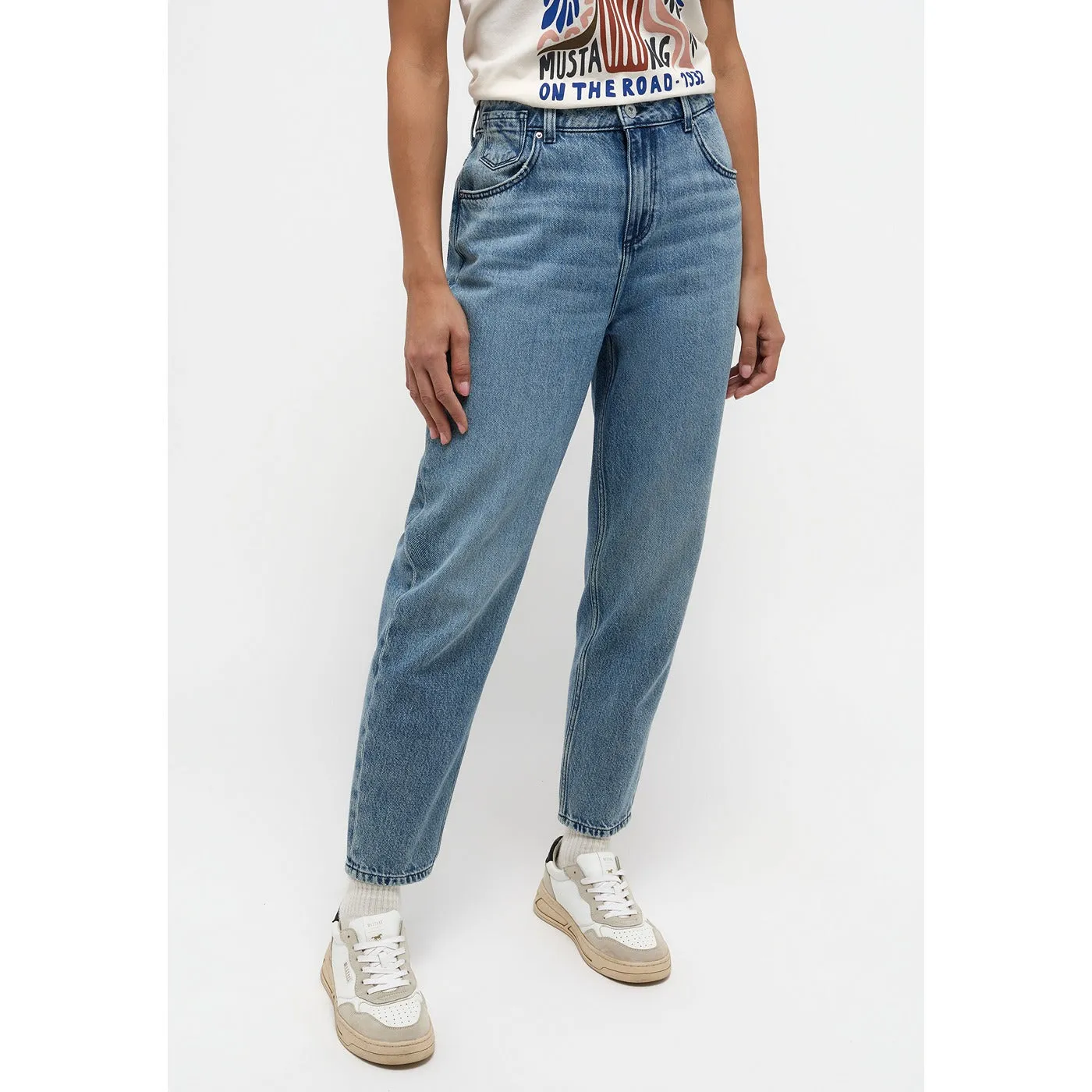 Mid Blue High Rise Mom Jeans