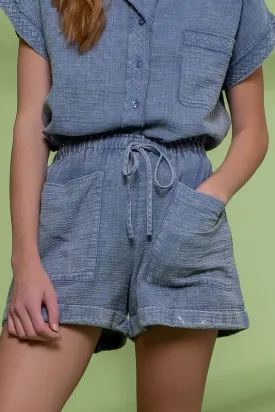 Mineral Washed Drawstring Shorts