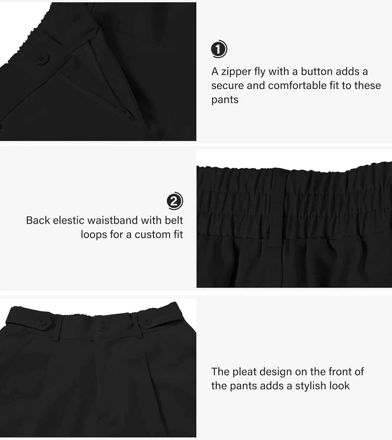 MoFiz Women's Shorts Dressy Casual Business Work Shorts Elastic Waist Straight Leg Pleated Summer Bermuda Shorts with Pockets