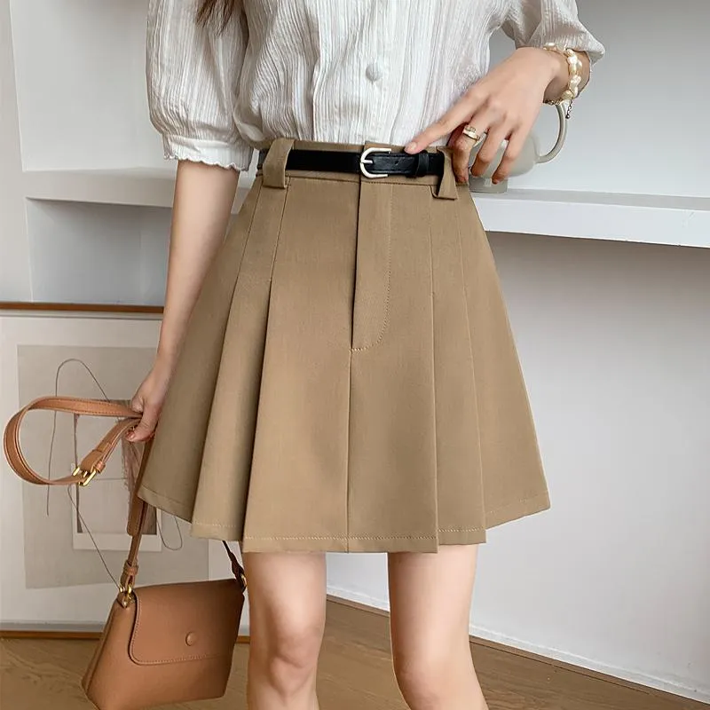 Slimming High-Waisted Accordion Pleat Skirt Ruffle Hem Skirt