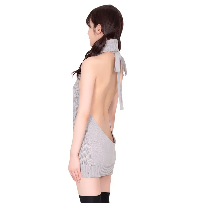 Starfire Erox Open Back Sweater Rope Knit - Grey O/S