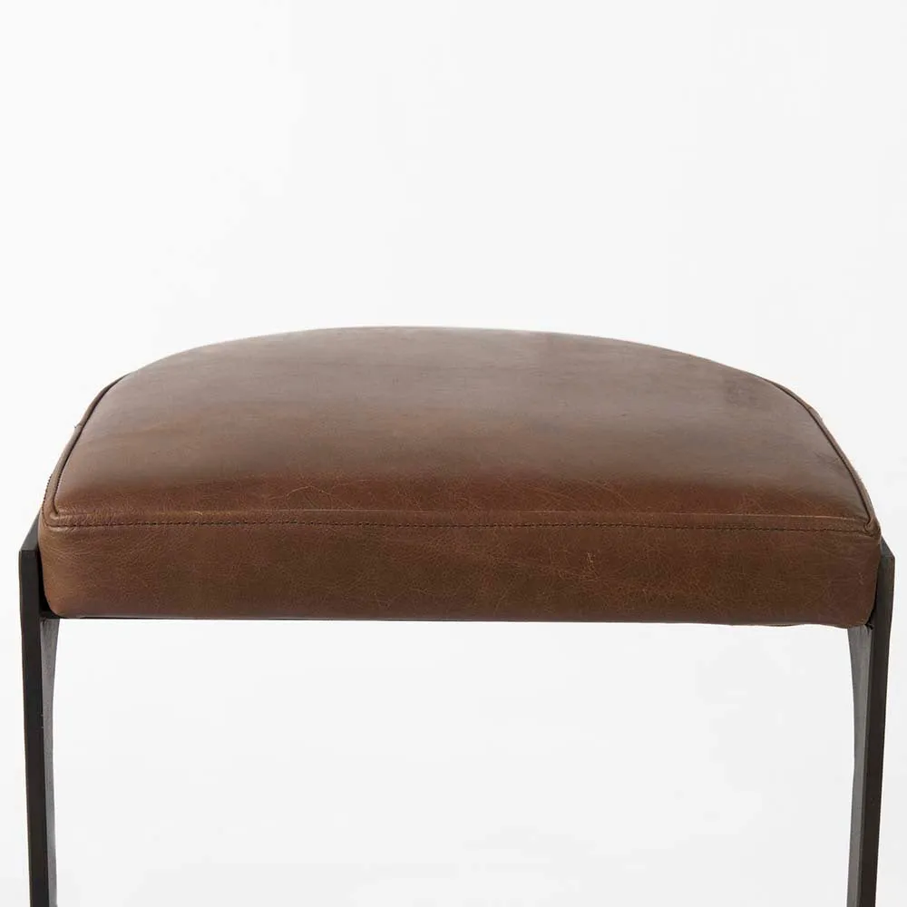 Tyler Bar Height Stool in Brown Leather