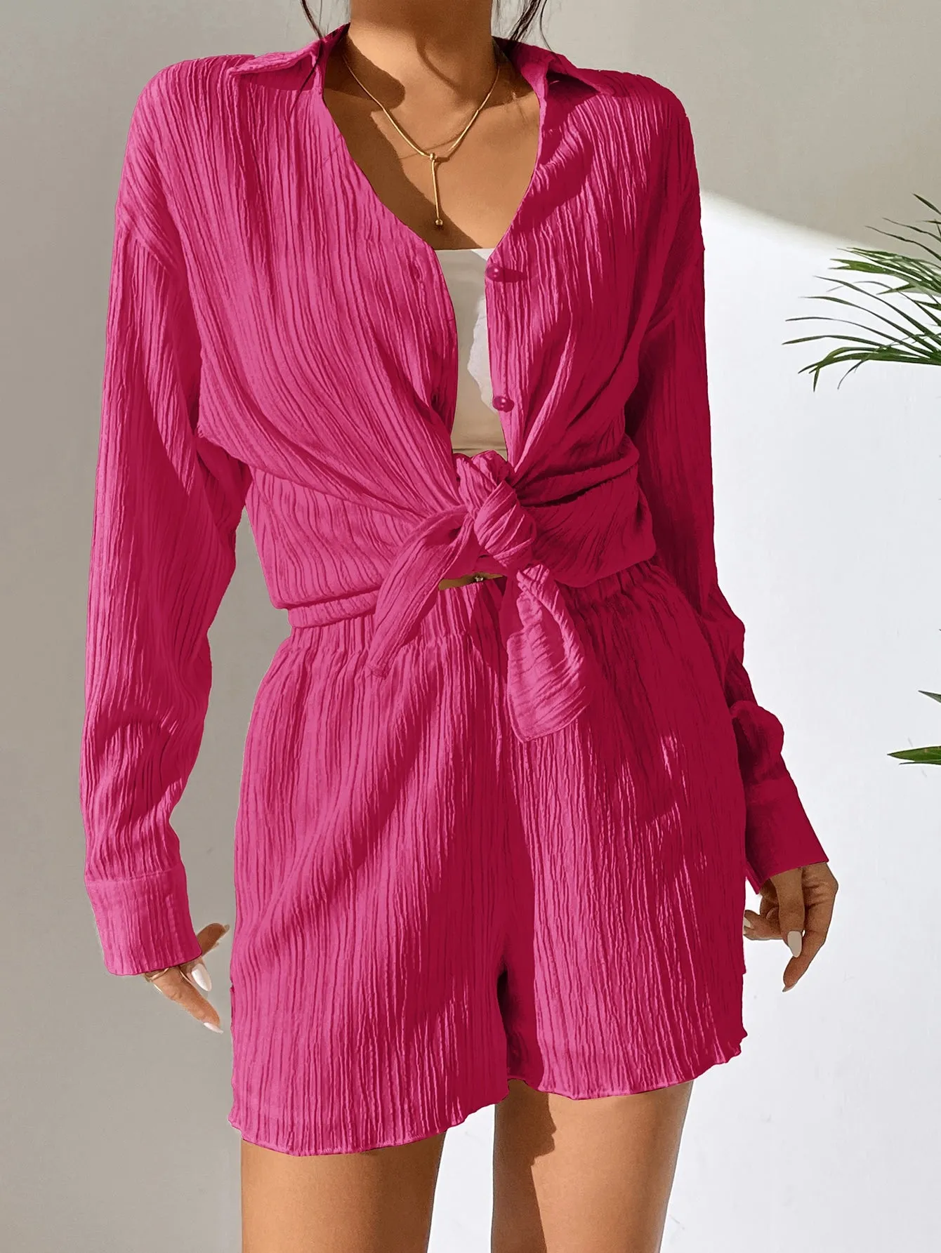 Unity Drop Shoulder Button Front Shirt Shorts