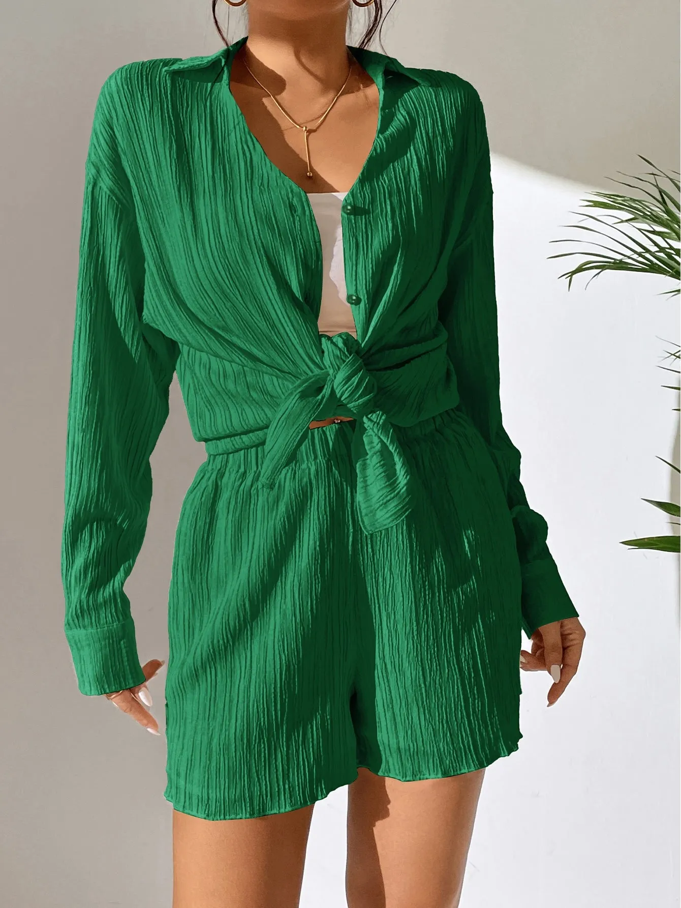 Unity Drop Shoulder Button Front Shirt Shorts