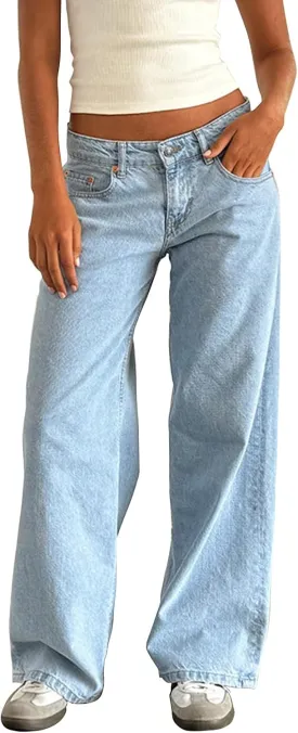 Women's Baggy Denim Pants High Waisted Y2K Wide Leg Oversized Plus Size Boyfriend Cargo Jeans Streetwear Trousers