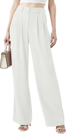 Women's Casual Wide Leg Pants Long Straight Suit Pants High Waisted Business Work Outfits Trendy Trousers for Women