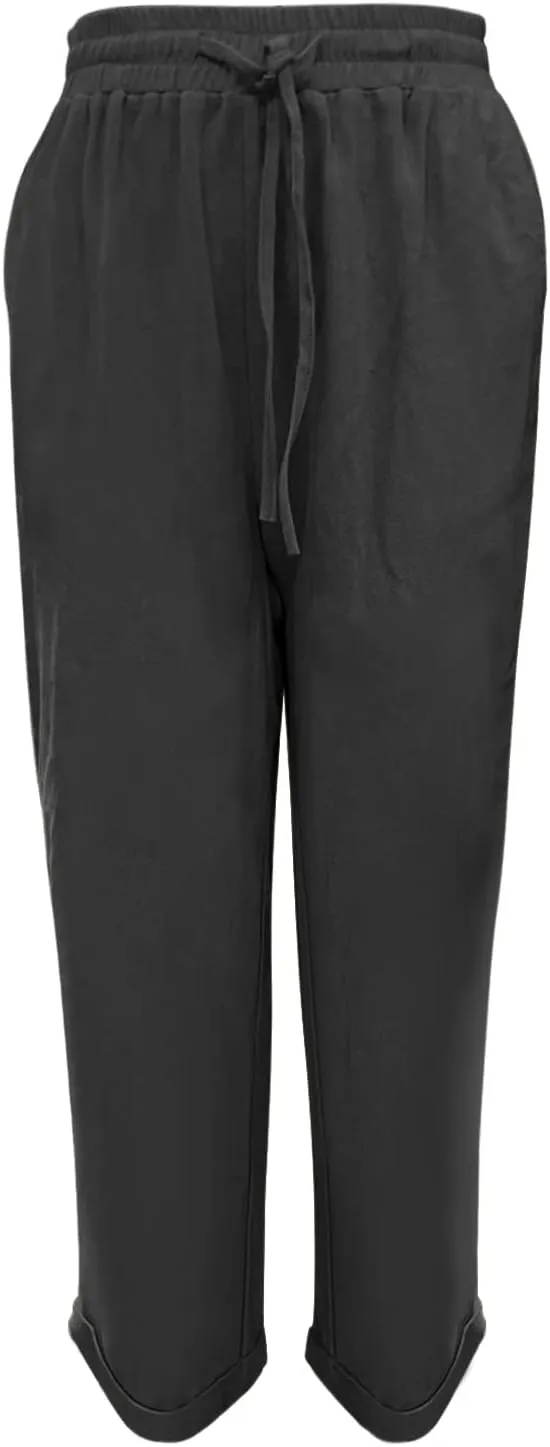 Womens Cotton Linen Pants Comfort Skinny Slim Straight Legged Lightweight Casual Trousers for Home Vacation