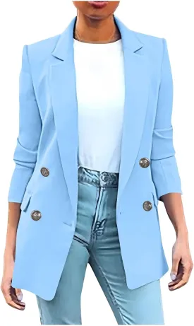 Women's Fall Casual Blazers Business Outfits Long Sleeve Notch Lapel Trendy Work Suit Office Blazer Jackets Outerwear
