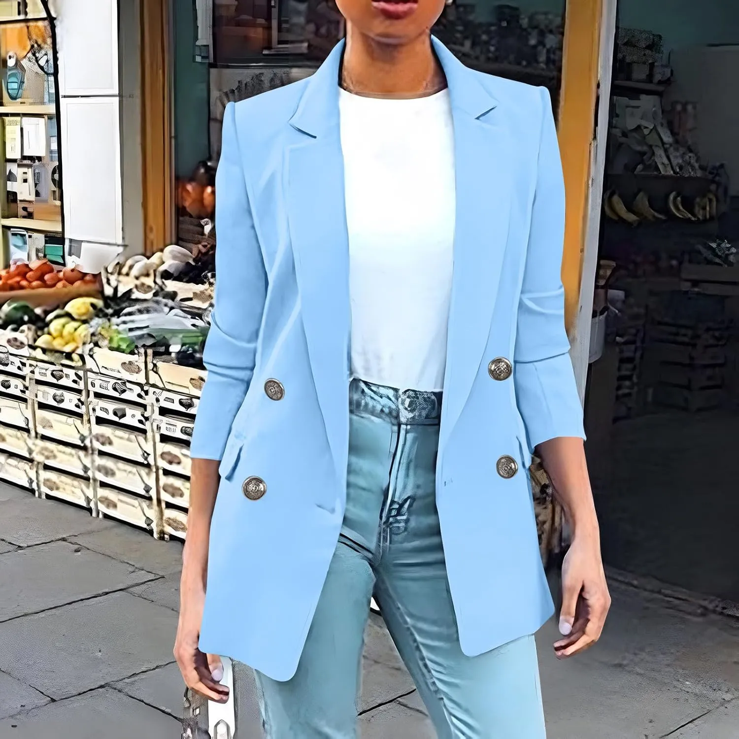 Women's Fall Casual Blazers Business Outfits Long Sleeve Notch Lapel Trendy Work Suit Office Blazer Jackets Outerwear