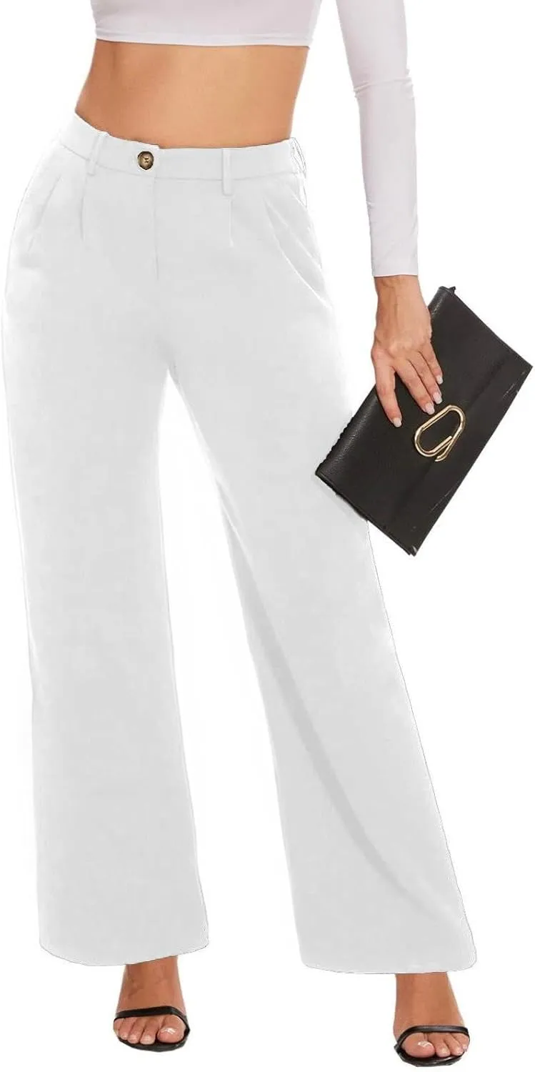 Women's Wide Leg Dress Pants High Waisted Loose Fit Business Casual Work Trousers with Pockets 2025