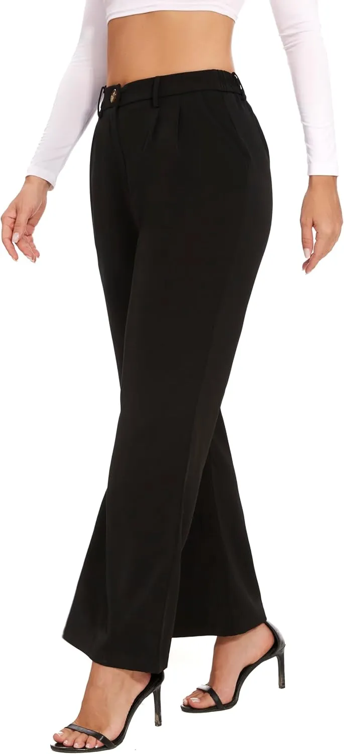 Women's Wide Leg Dress Pants High Waisted Loose Fit Business Casual Work Trousers with Pockets 2025