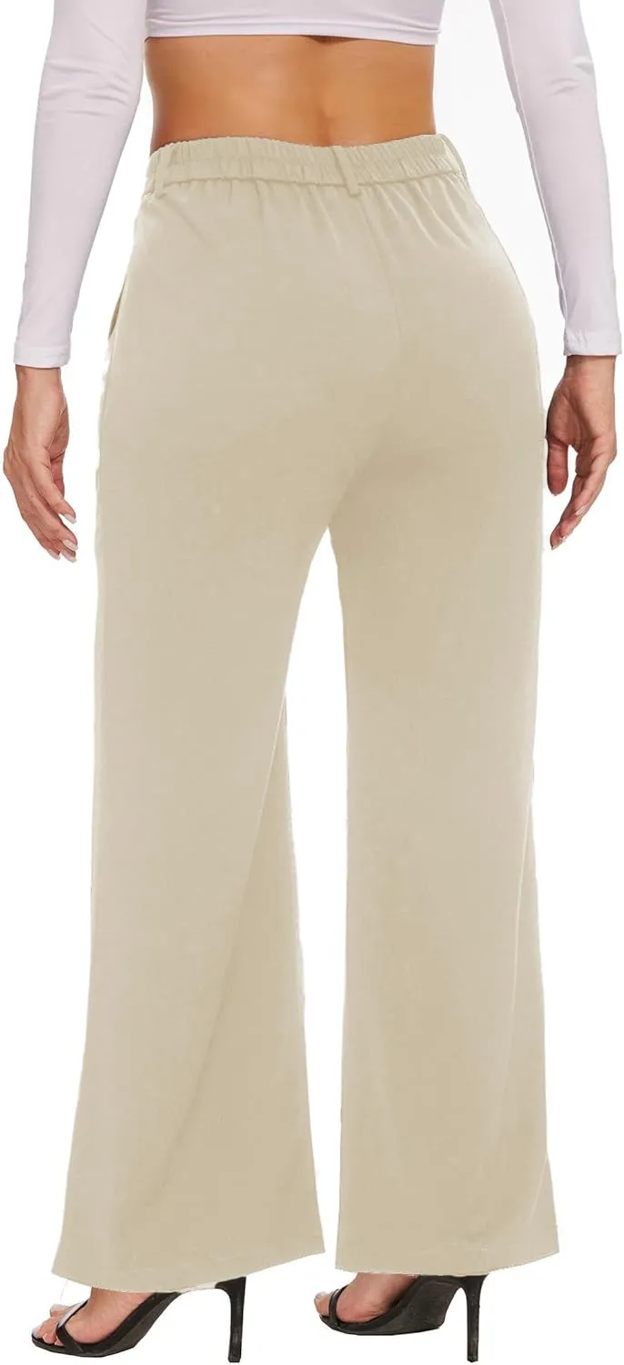 Women's Wide Leg Dress Pants High Waisted Loose Fit Business Casual Work Trousers with Pockets 2025