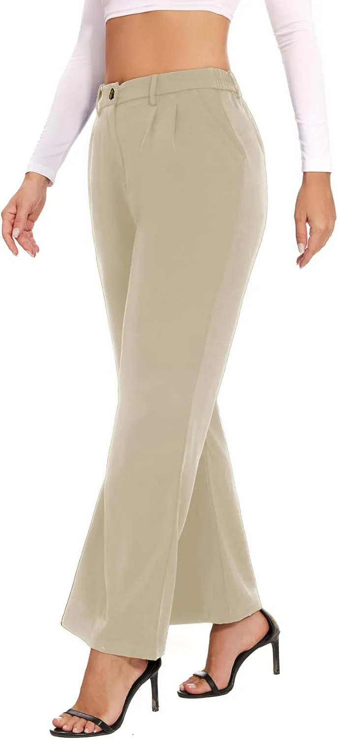 Women's Wide Leg Dress Pants High Waisted Loose Fit Business Casual Work Trousers with Pockets 2025