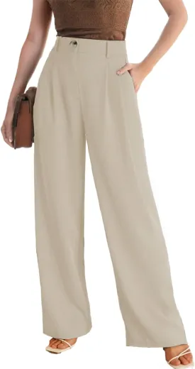 Women's Wide Leg Dress Pants High Waisted Loose Fit Business Casual Work Trousers with Pockets 2025