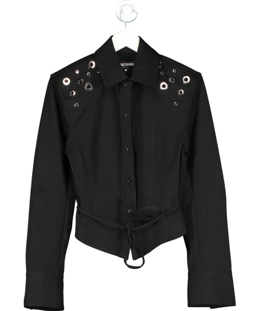 WRSTBHVR Black Bonnie Eyelet Blouse UK S