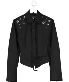 WRSTBHVR Black Bonnie Eyelet Blouse UK S