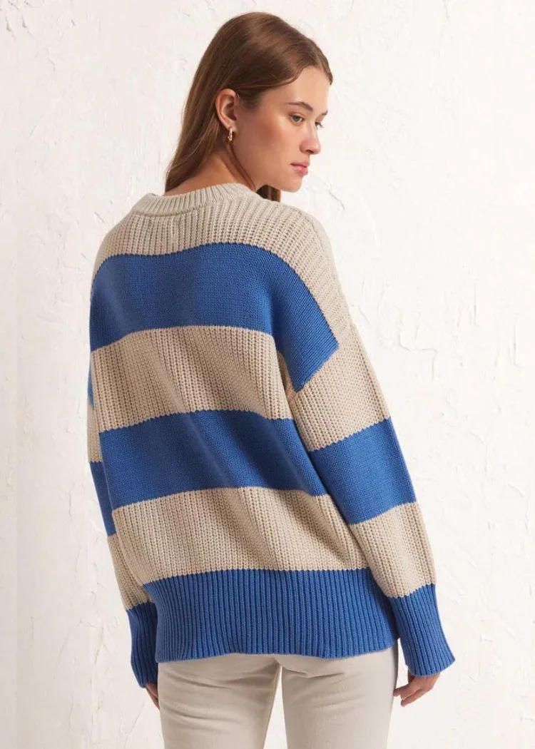 Z SUPPLY FRESCA STRIPE SWEATER - BLUE ISLE
