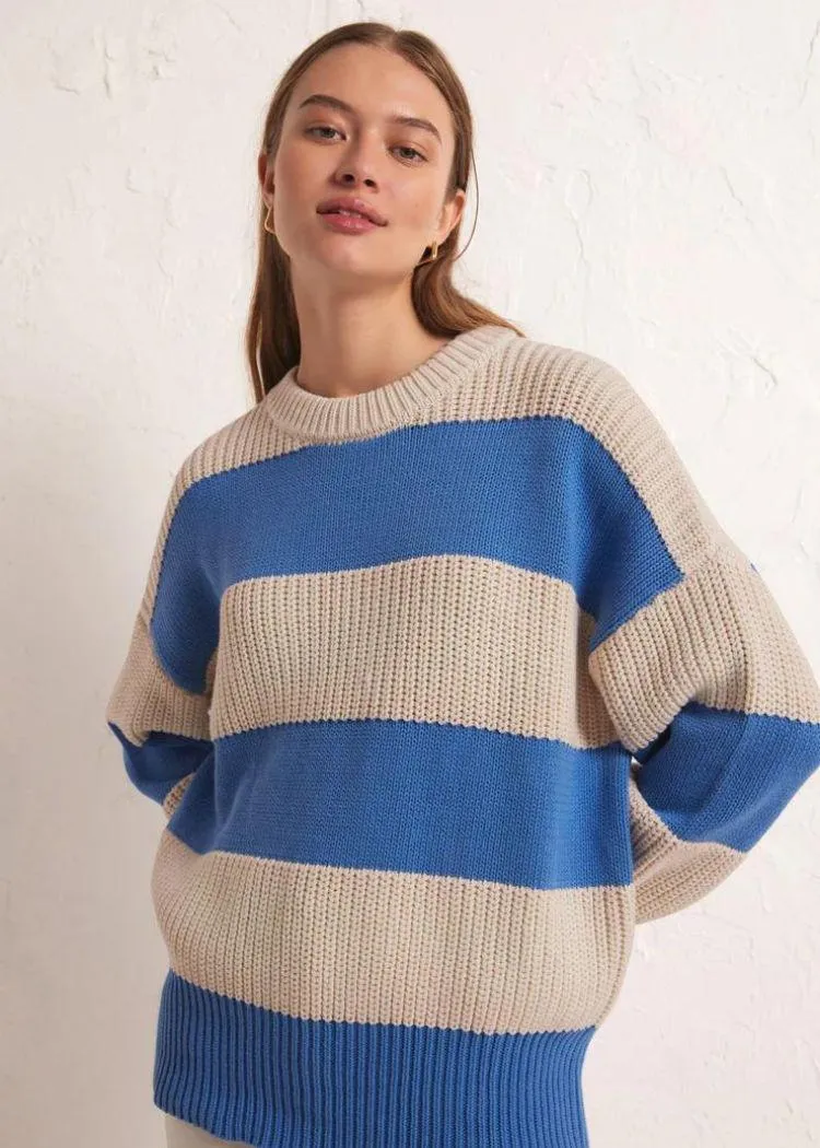 Z SUPPLY FRESCA STRIPE SWEATER - BLUE ISLE